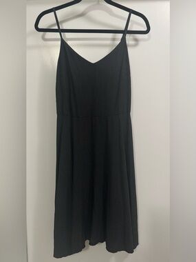 GAP Black Mini Slip Dress with White Micro Dot Pattern